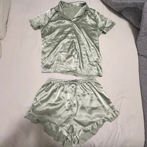 HOTOUCH Silk Green Women's Pajama Set M